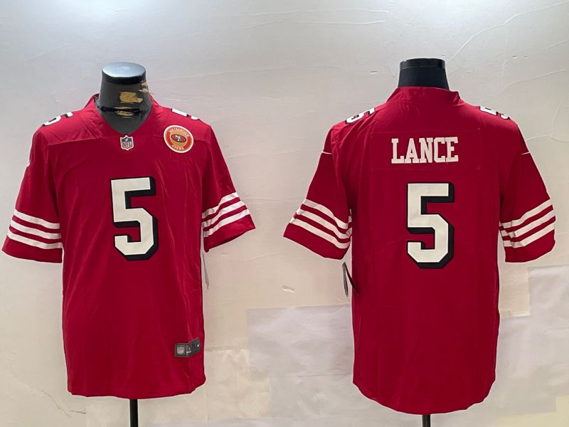 Men San Francisco 49ers 5 Lance Red Second generation 2024 Nike Limited NFL Jersey style 5